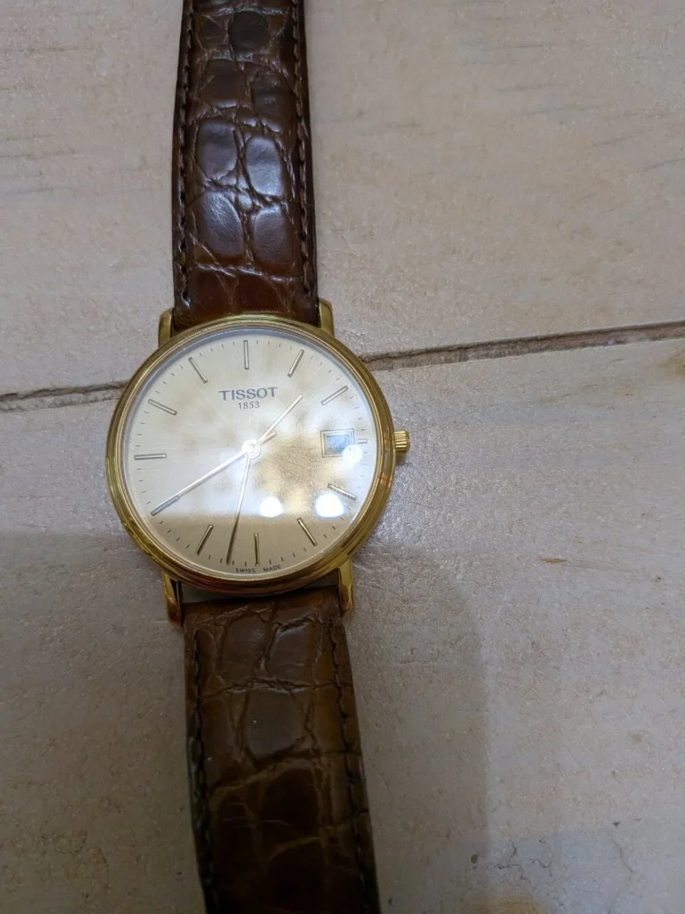 Tissot 1853 Swiss Quartz Gold Tone Dress Watch w/ Box and Paperwork